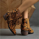 Tigra – Botine de Damă cu Franjuri și Print Tigru