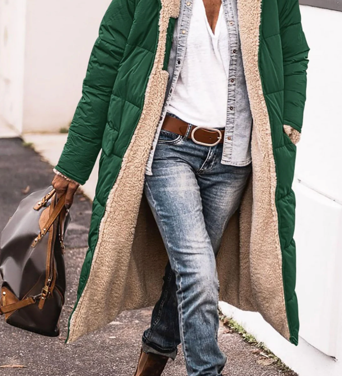 Arana – Parka de Damă Dublă cu Căptușeală Sherpa și Stil Matlasat