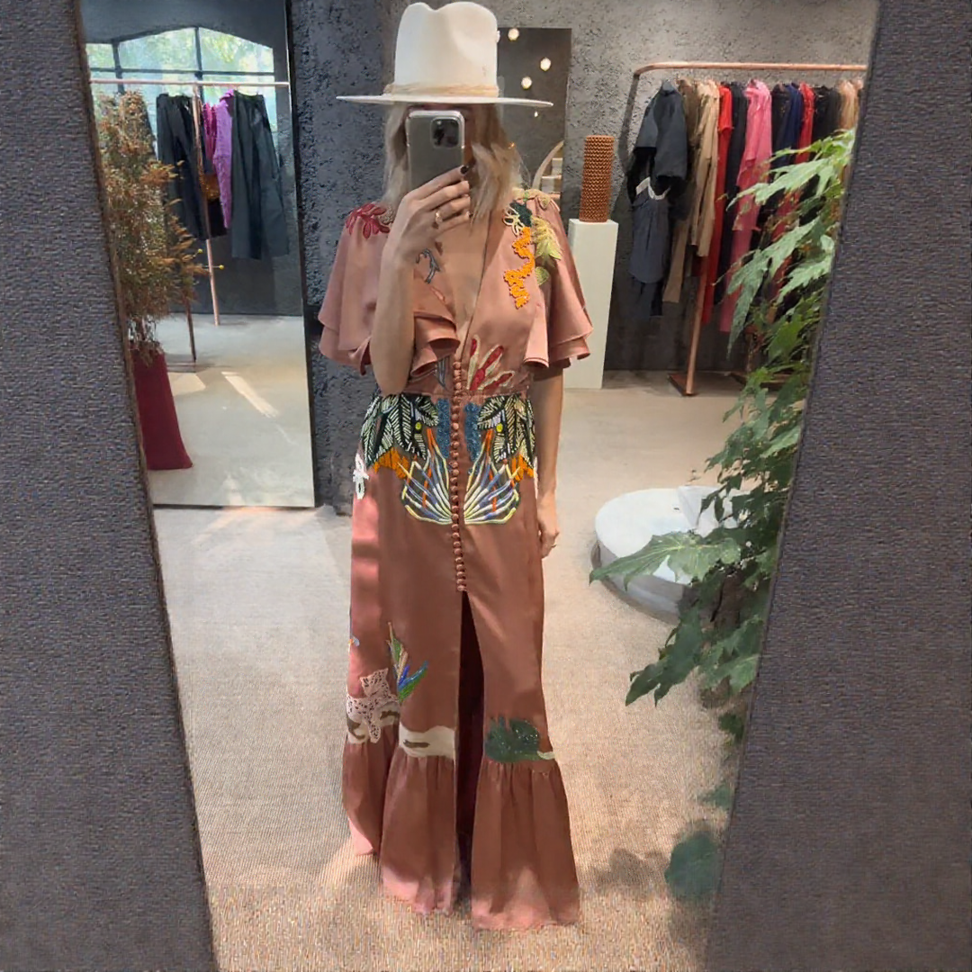 Zoe™ | Rochie maxi boho brodată