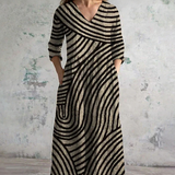 Belinda™ | Rochie maxi cu dungi și decolteu în formă de V