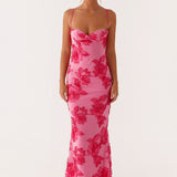 Soraya – Rochie Maxi de Damă Brodată Elegantă Roz