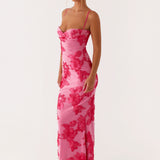 Soraya – Rochie Maxi de Damă Brodată Elegantă Roz