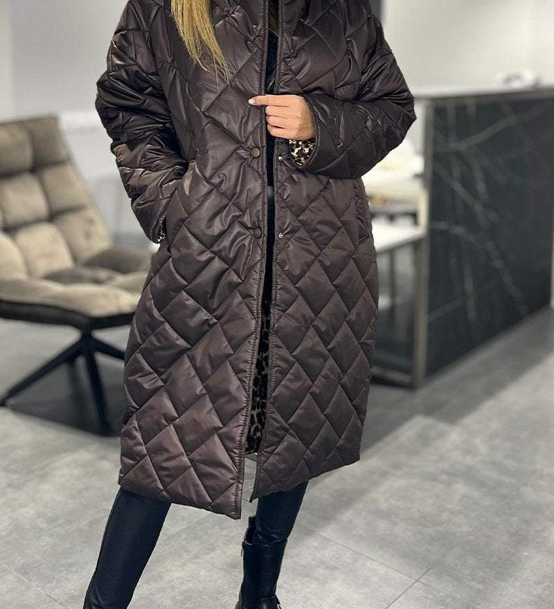 DIASY - Guler Relaxat Palton din Bumbac de Lungime Medie