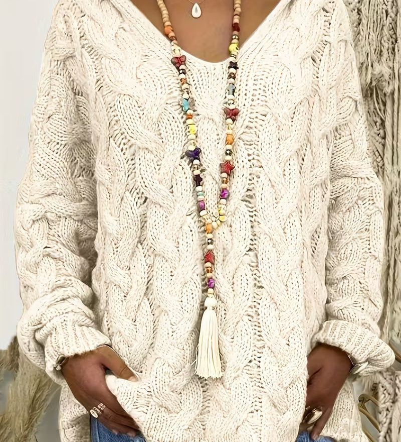 Mihaela | Pulover Informal Cu Mâneci Lungi Din Tricot