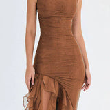 Amara – Rochie Midi de Damă Elegantă cu Volane