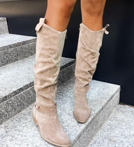 Glaiza – Botine de Damă Elegante Până la Genunchi din Suede