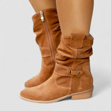 Alexis – Botine de Damă din Suede cu Toc Jos Elegant