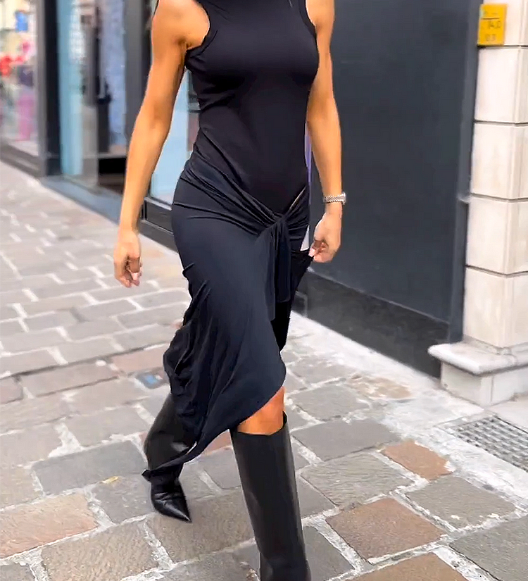 Ana – Rochie de Damă Lungă Fără Mâneci Elegantă