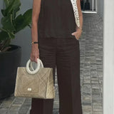 ZURI – COSTUM FĂRĂ MÂNECI DIN BUMBAC ȘI IN