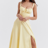 Vivienne – Rochie Midi de Damă cu Corset Romantic Bleumarin