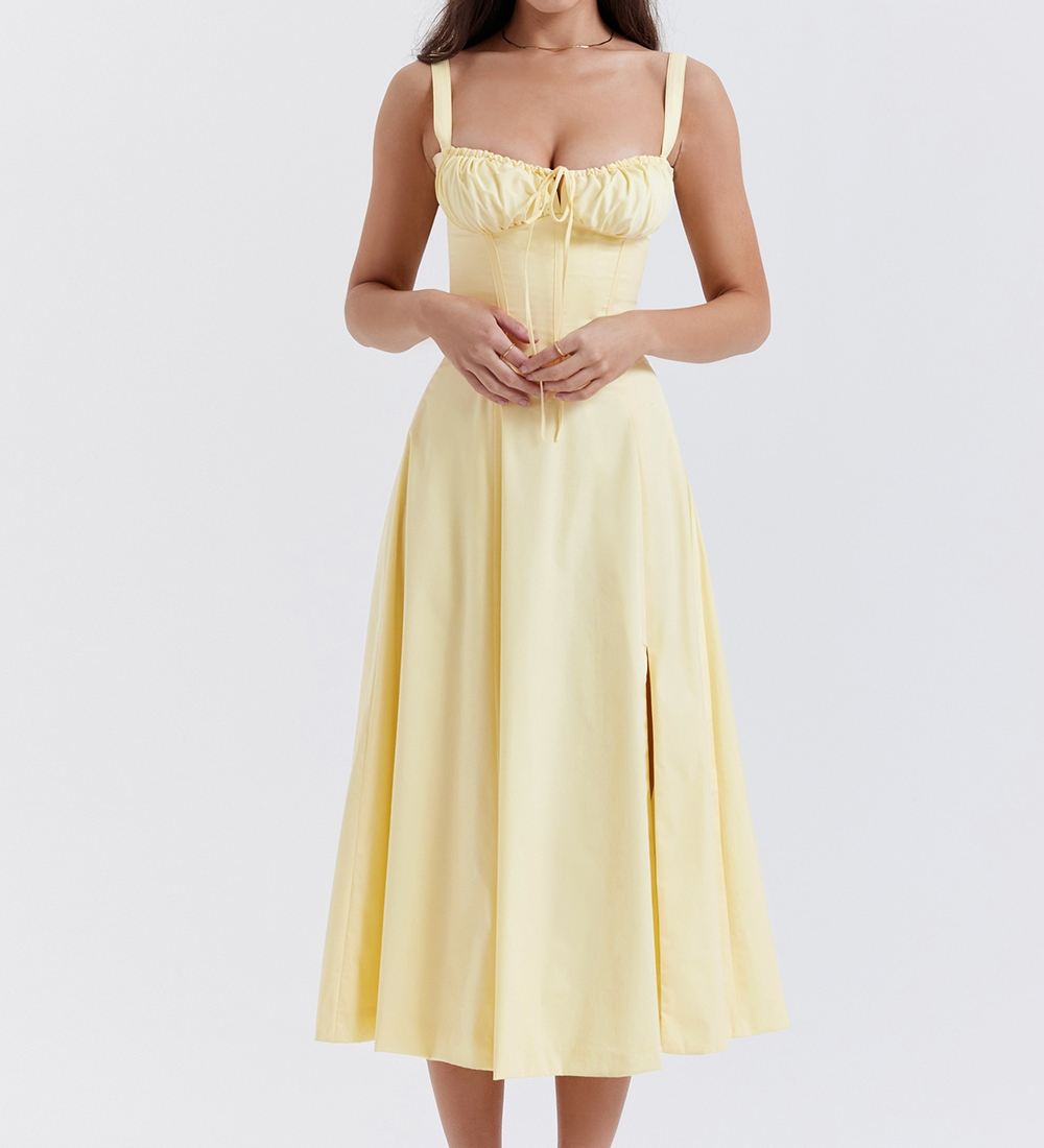 Vivienne – Rochie Midi de Damă cu Corset Romantic Bleumarin