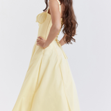 Vivienne – Rochie Midi de Damă cu Corset Romantic Bleumarin