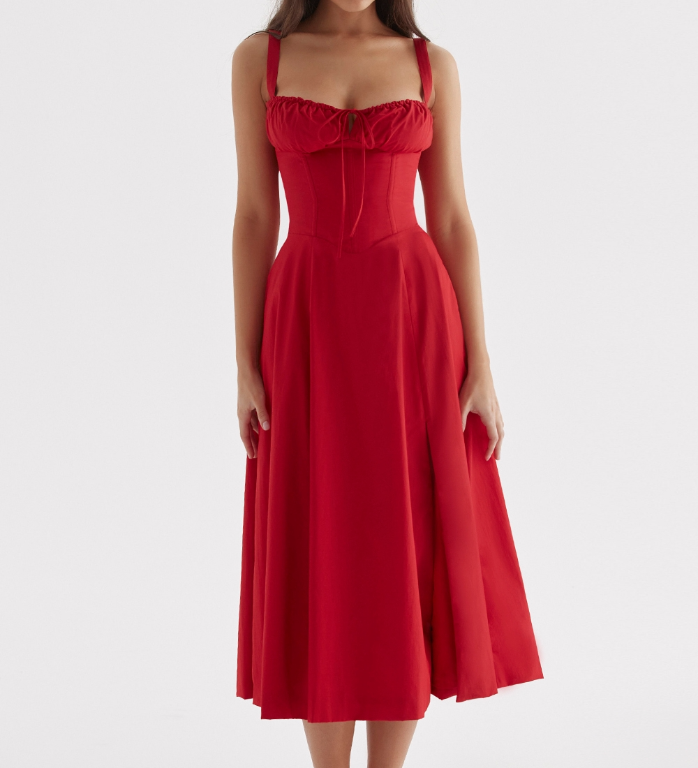 Vivienne – Rochie Midi de Damă cu Corset Romantic Bleumarin