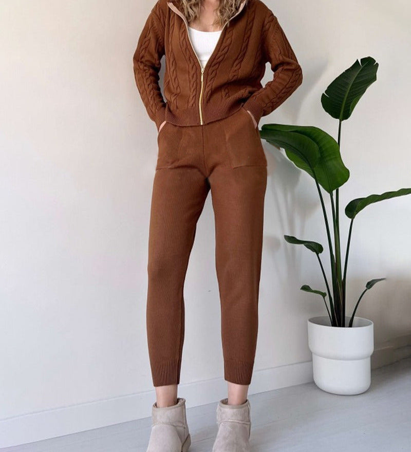 Ania - Set casual din două piese cu jacquard răsucit