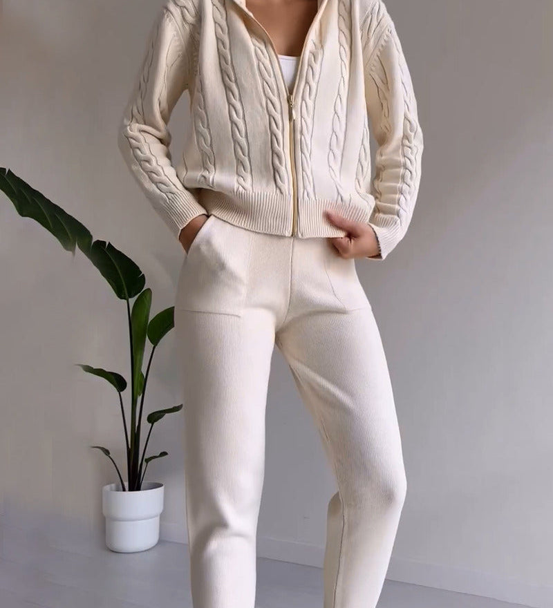 Ania - Set casual din două piese cu jacquard răsucit