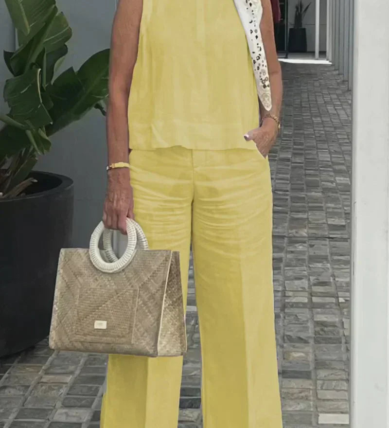 ZURI – COSTUM FĂRĂ MÂNECI DIN BUMBAC ȘI IN