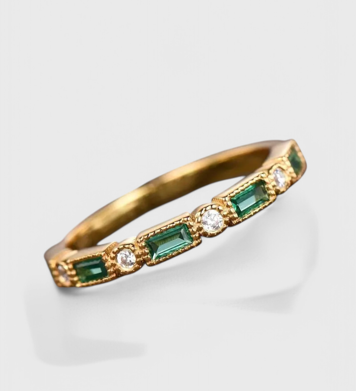 Valeria – Inel vintage cu zirconiu verde