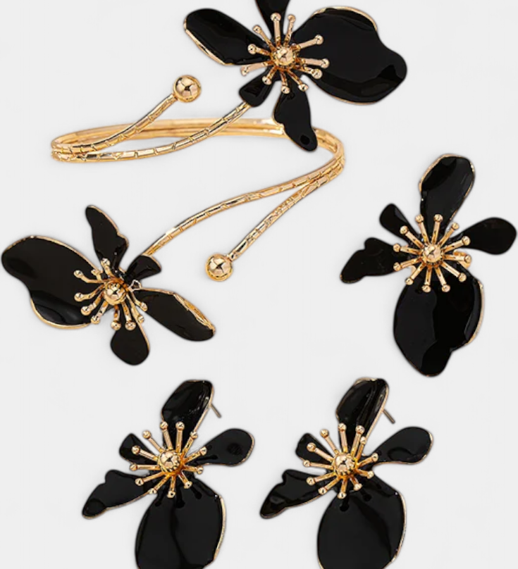 Irina – Set floral cu brățară, cercei și inel