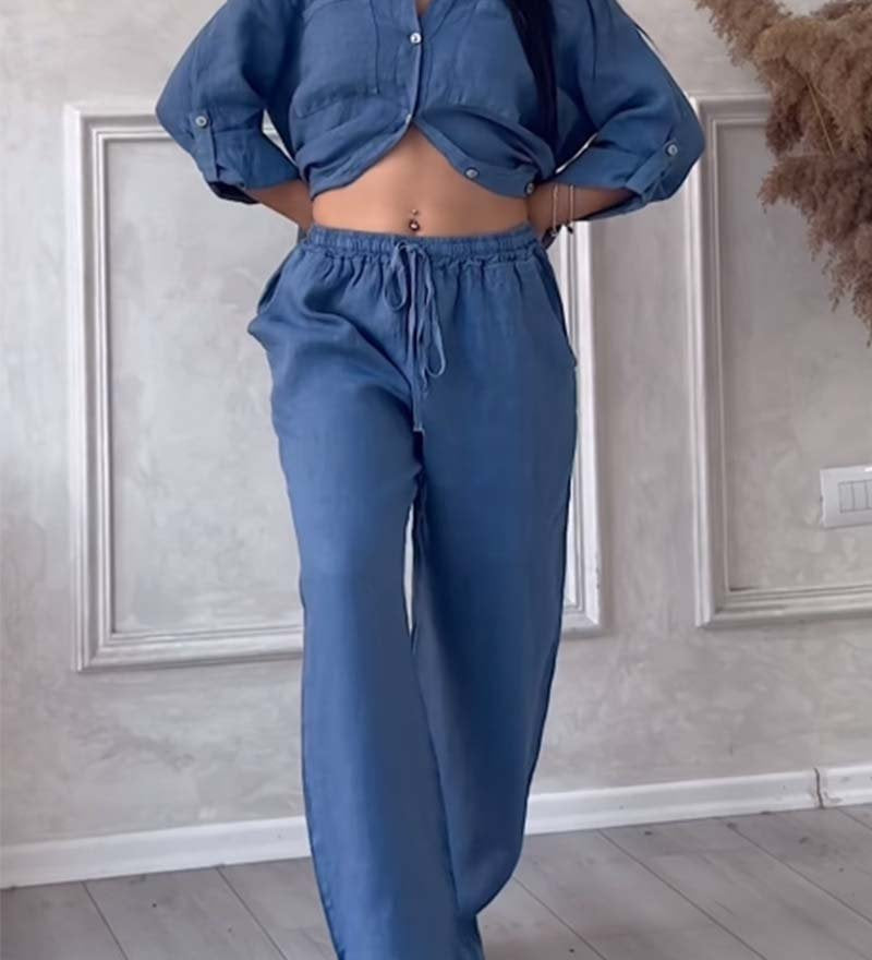 Fara | Set din Bumbac și In Luxe – Cămașă și Pantaloni