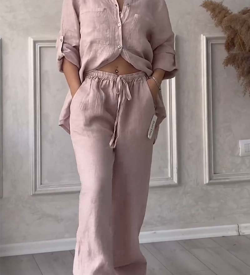 Fara | Set din Bumbac și In Luxe – Cămașă și Pantaloni