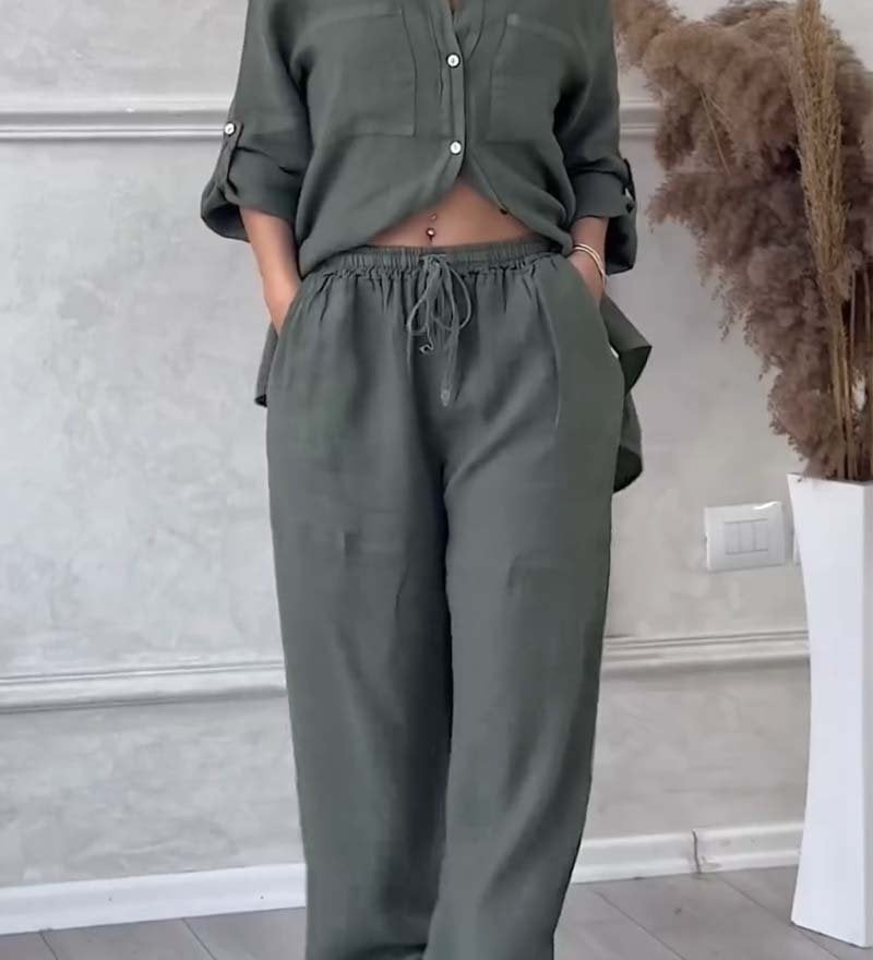 Fara | Set din Bumbac și In Luxe – Cămașă și Pantaloni