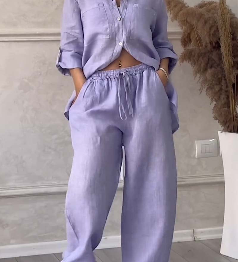 Fara | Set din Bumbac și In Luxe – Cămașă și Pantaloni