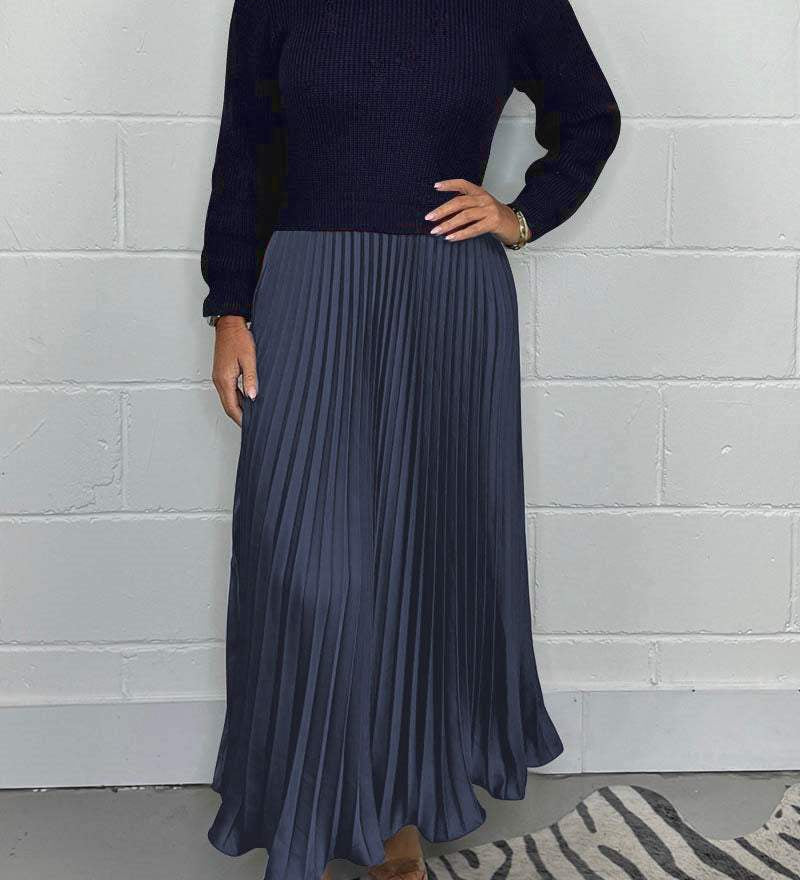 Clara – Set de Damă Elegant cu Pulover și Fustă Plisată Midi