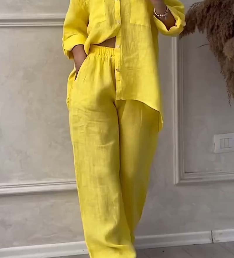 Fara | Set din Bumbac și In Luxe – Cămașă și Pantaloni