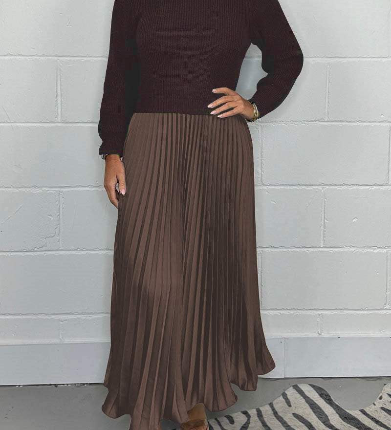 Clara – Set de Damă Elegant cu Pulover și Fustă Plisată Midi
