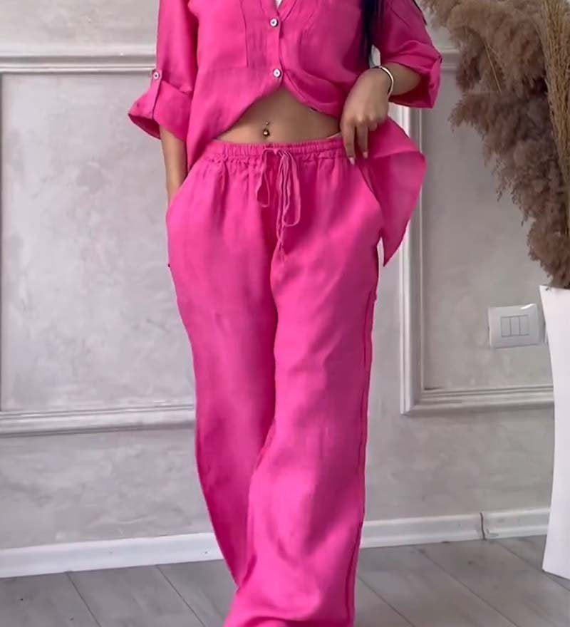 Fara | Set din Bumbac și In Luxe – Cămașă și Pantaloni