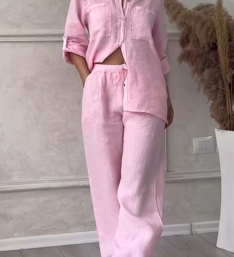 Fara | Set din Bumbac și In Luxe – Cămașă și Pantaloni