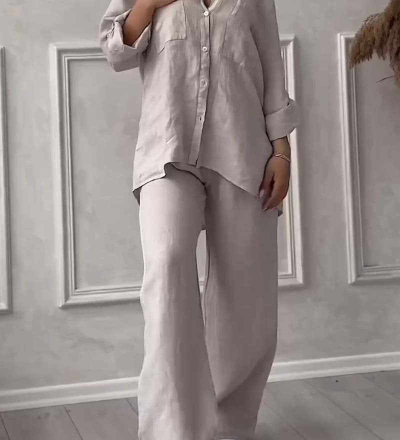 Fara | Set din Bumbac și In Luxe – Cămașă și Pantaloni