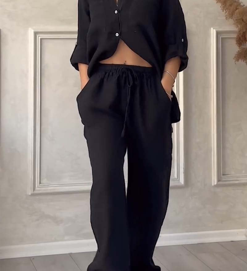 Fara | Set din Bumbac și In Luxe – Cămașă și Pantaloni