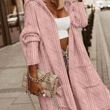 Jelone – Cardigan de Damă Lung cu Glugă din Tricot Moale