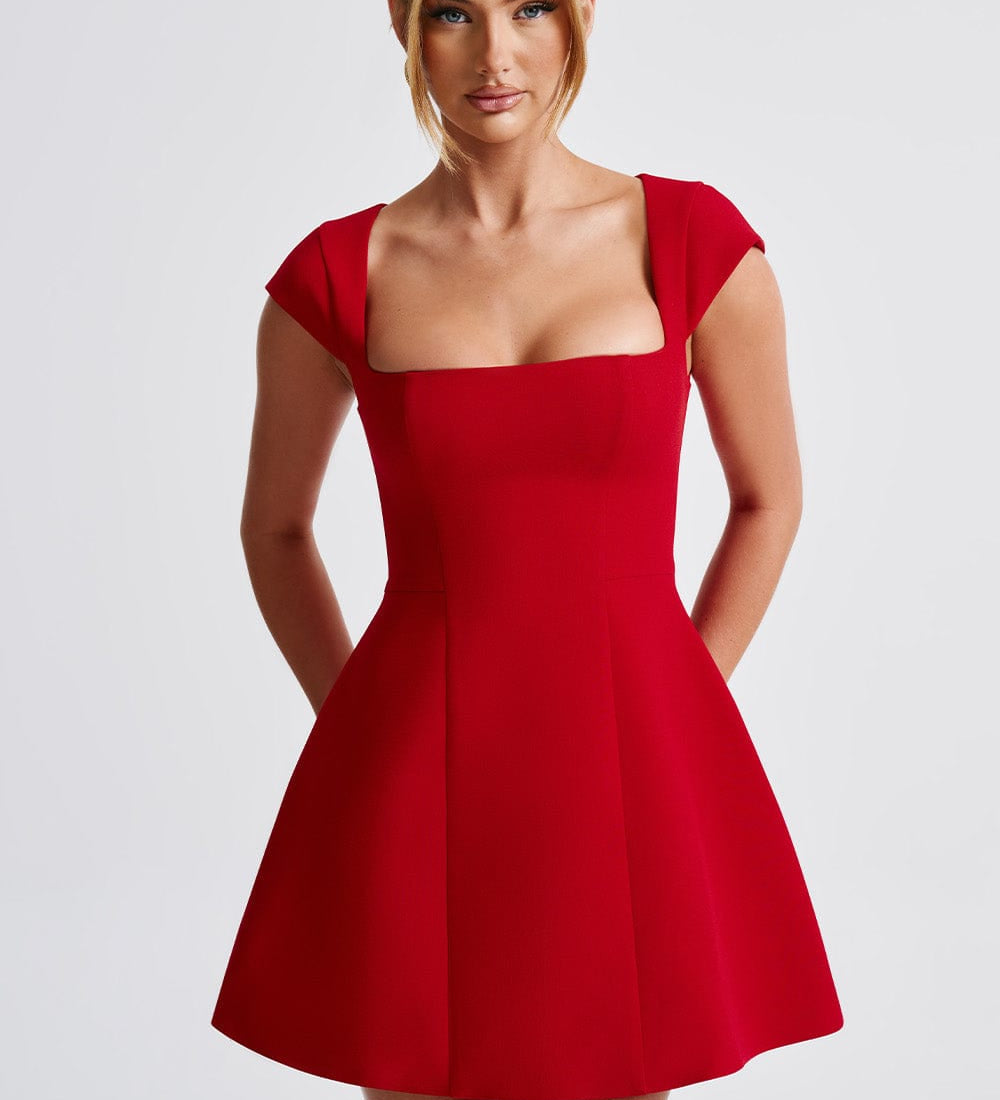 Avenel – Rochie Mini Elegantă de Damă cu Decolteu Pătrat