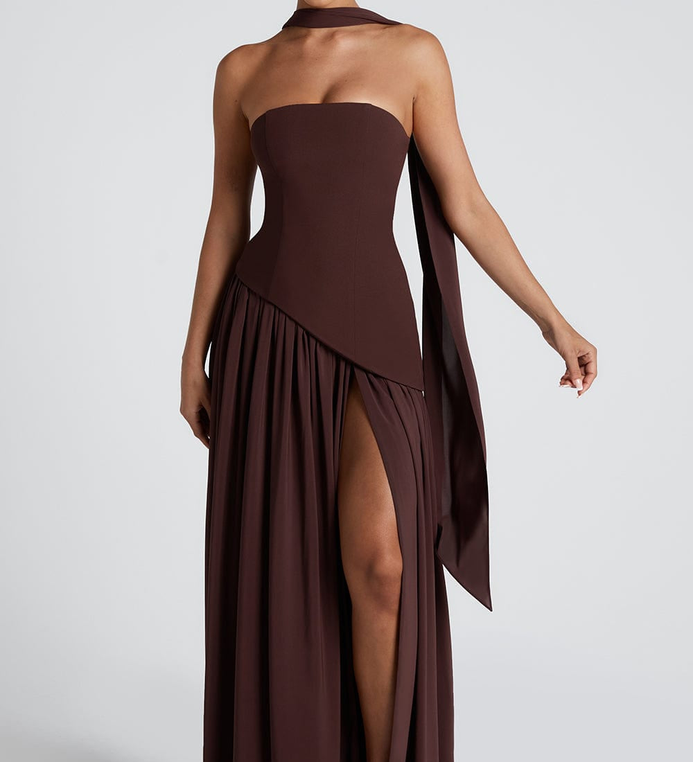 Tessa – Rochie Maxi de Damă Elegantă cu Bust Fără Bretele