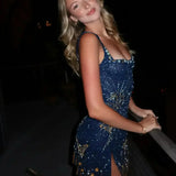 Bluvera – Rochie Mini de Damă Elegantă Albastră cu Imprimeu Cosmic