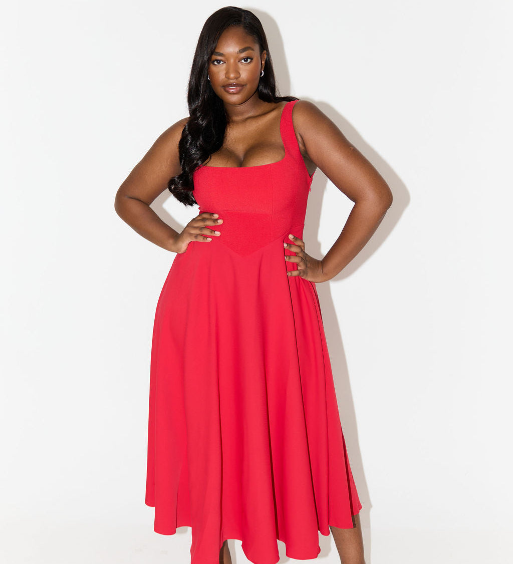 Amelia – Rochie Midi Fluidă de Damă Elegantă