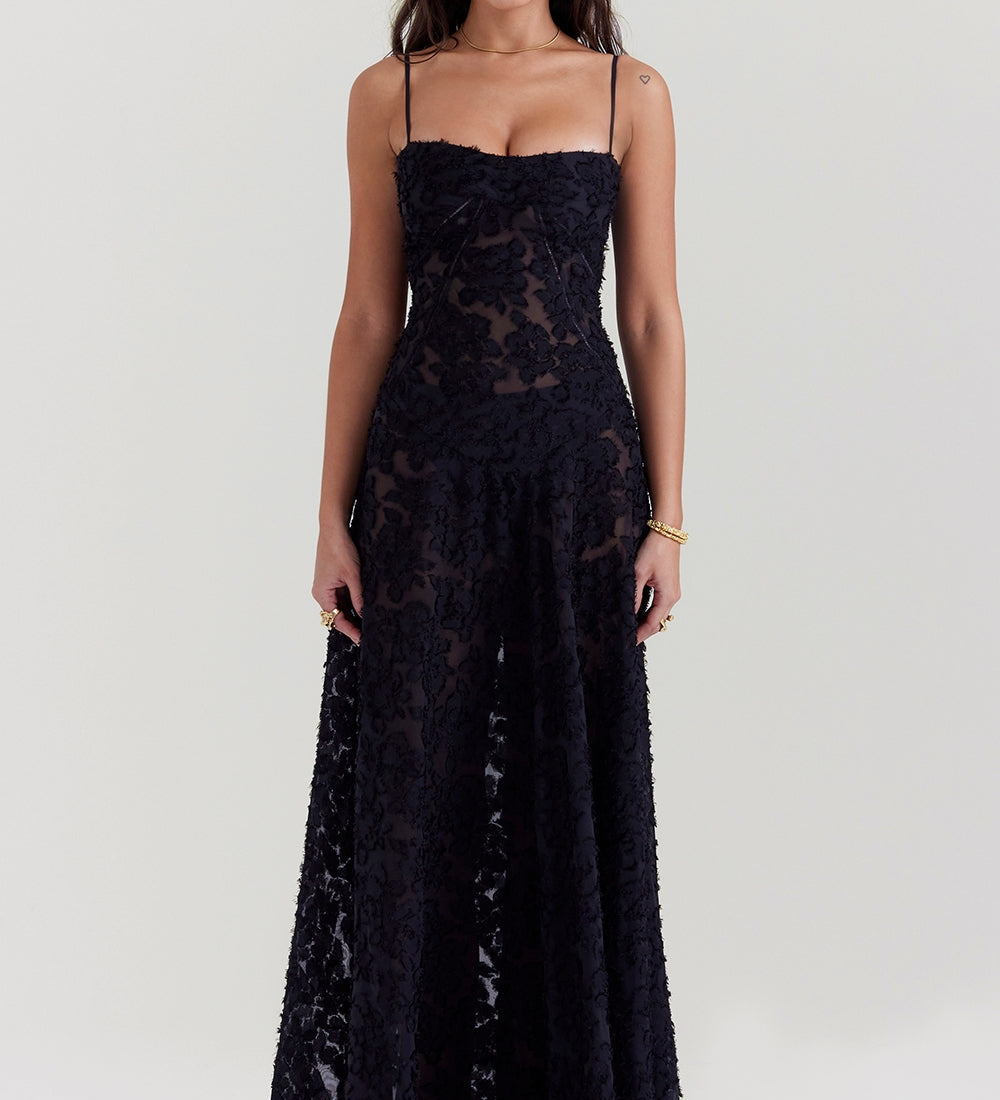 Seren – Rochie de Damă Maxi din Dantelă Florală Vintage