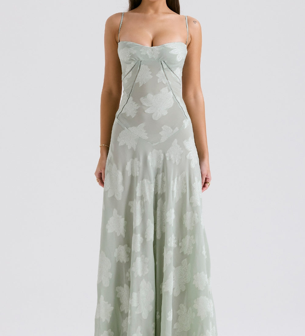 Seren – Rochie de Damă Maxi din Dantelă Florală Vintage