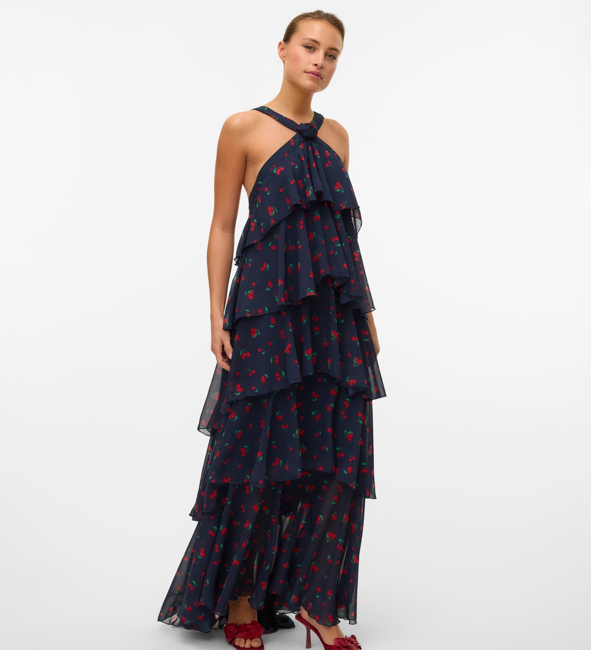 Vera – Rochie Maxi de Damă cu Volane Stratificate Elegantă