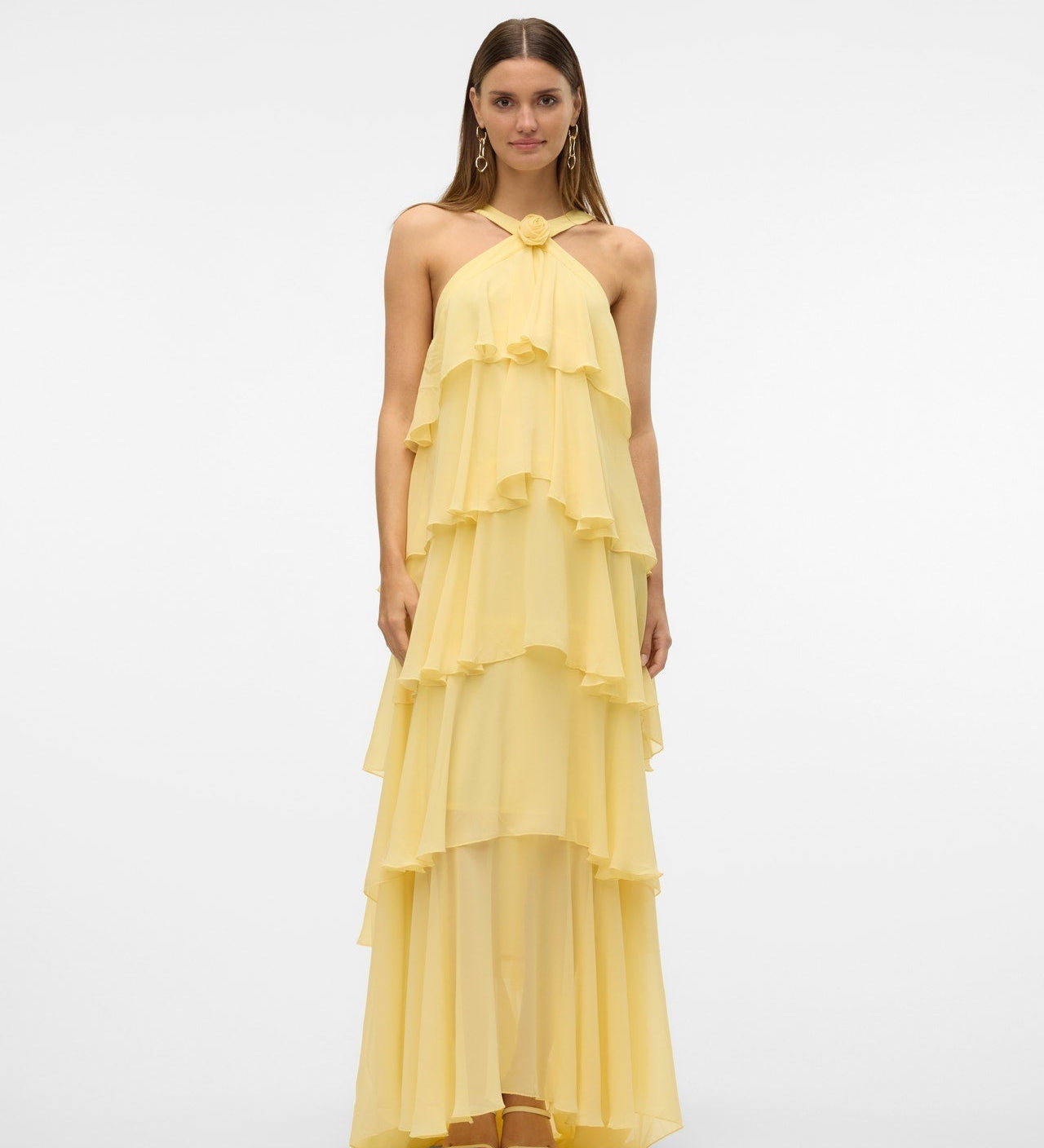 Vera – Rochie Maxi de Damă cu Volane Stratificate Elegantă