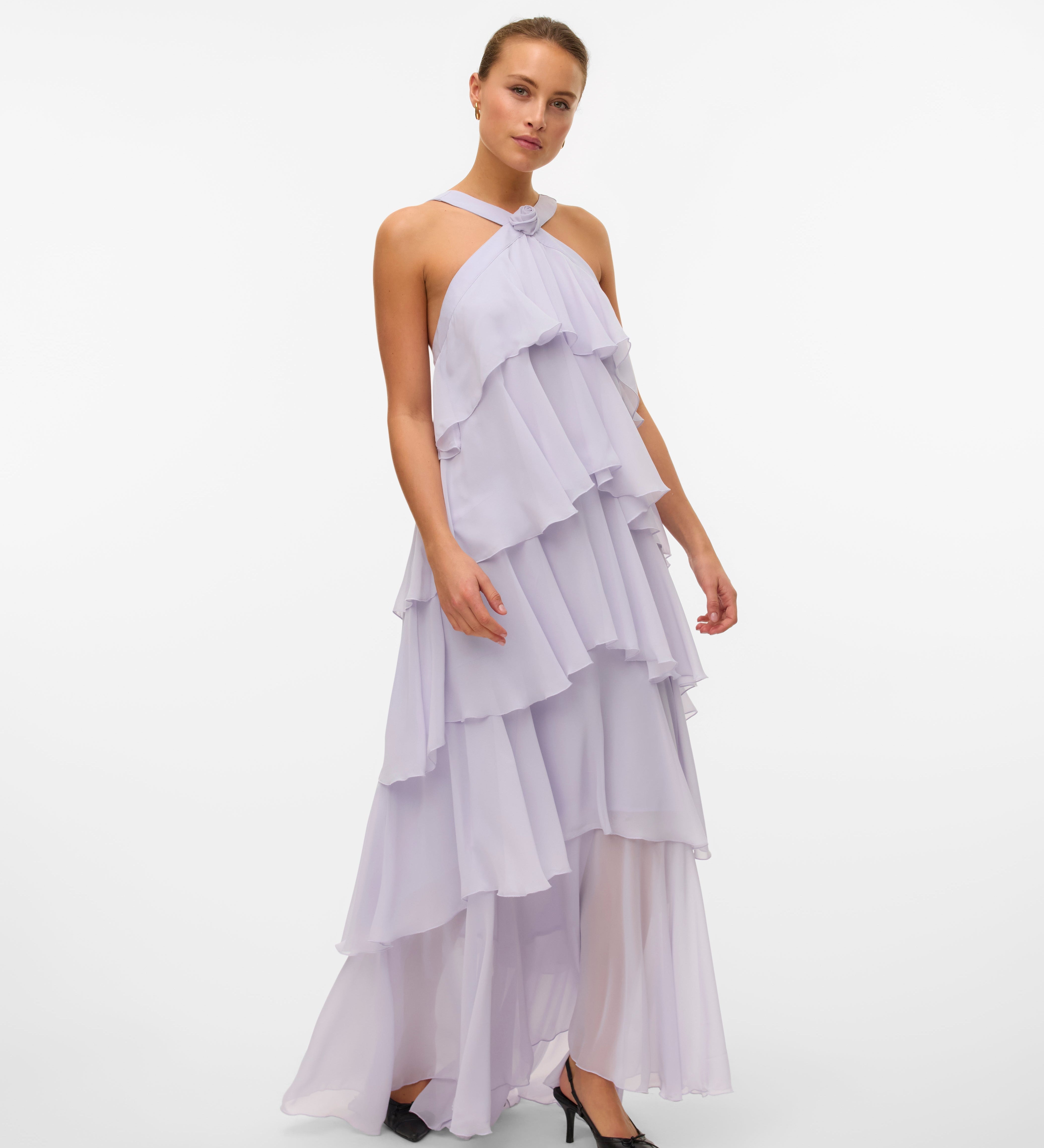 Vera – Rochie Maxi de Damă cu Volane Stratificate Elegantă