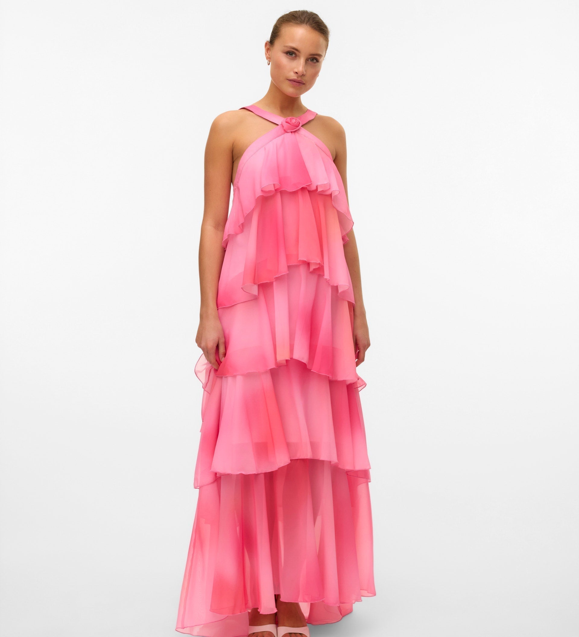 Vera – Rochie Maxi de Damă cu Volane Stratificate Elegantă