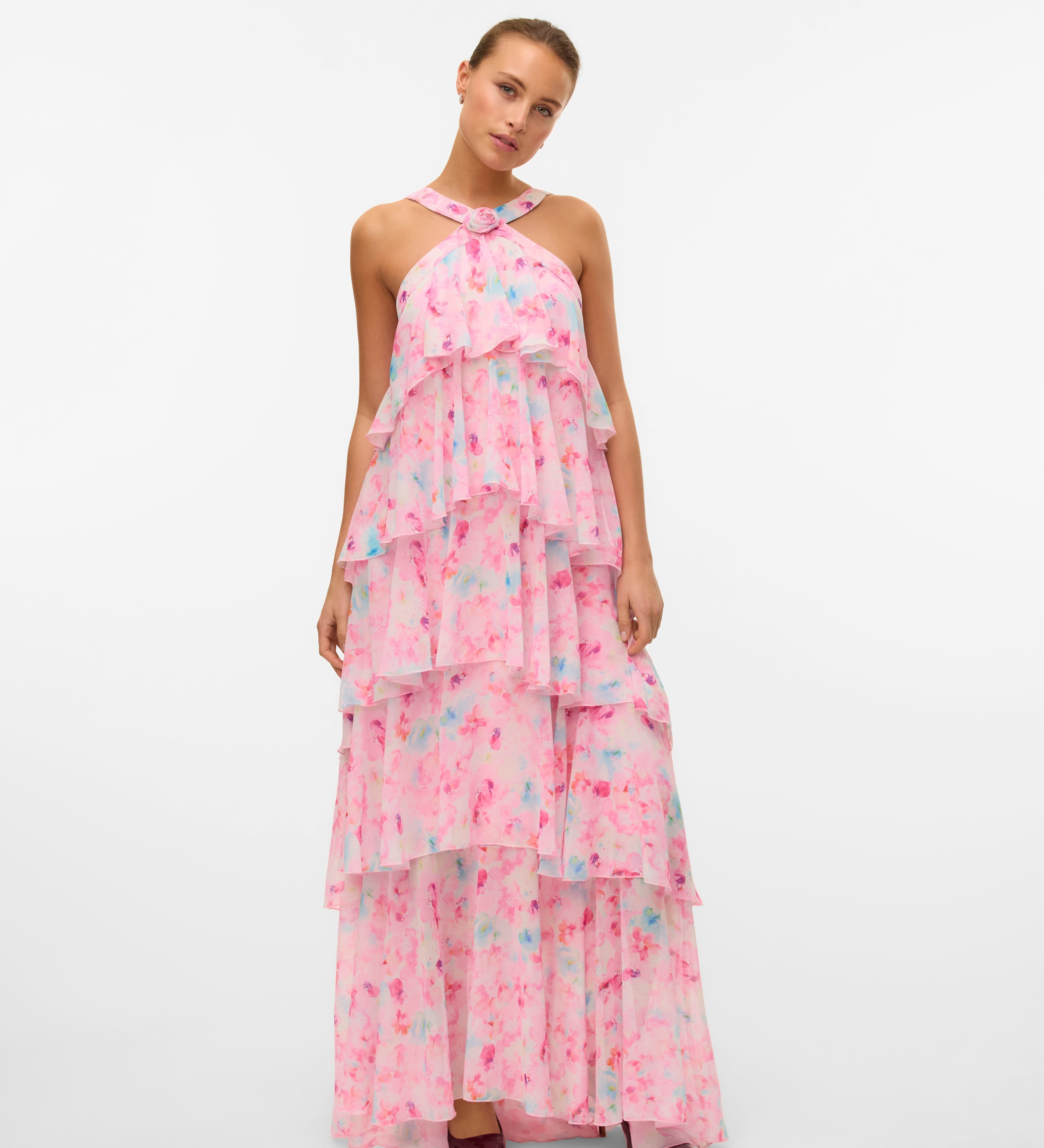 Vera – Rochie Maxi de Damă cu Volane Stratificate Elegantă