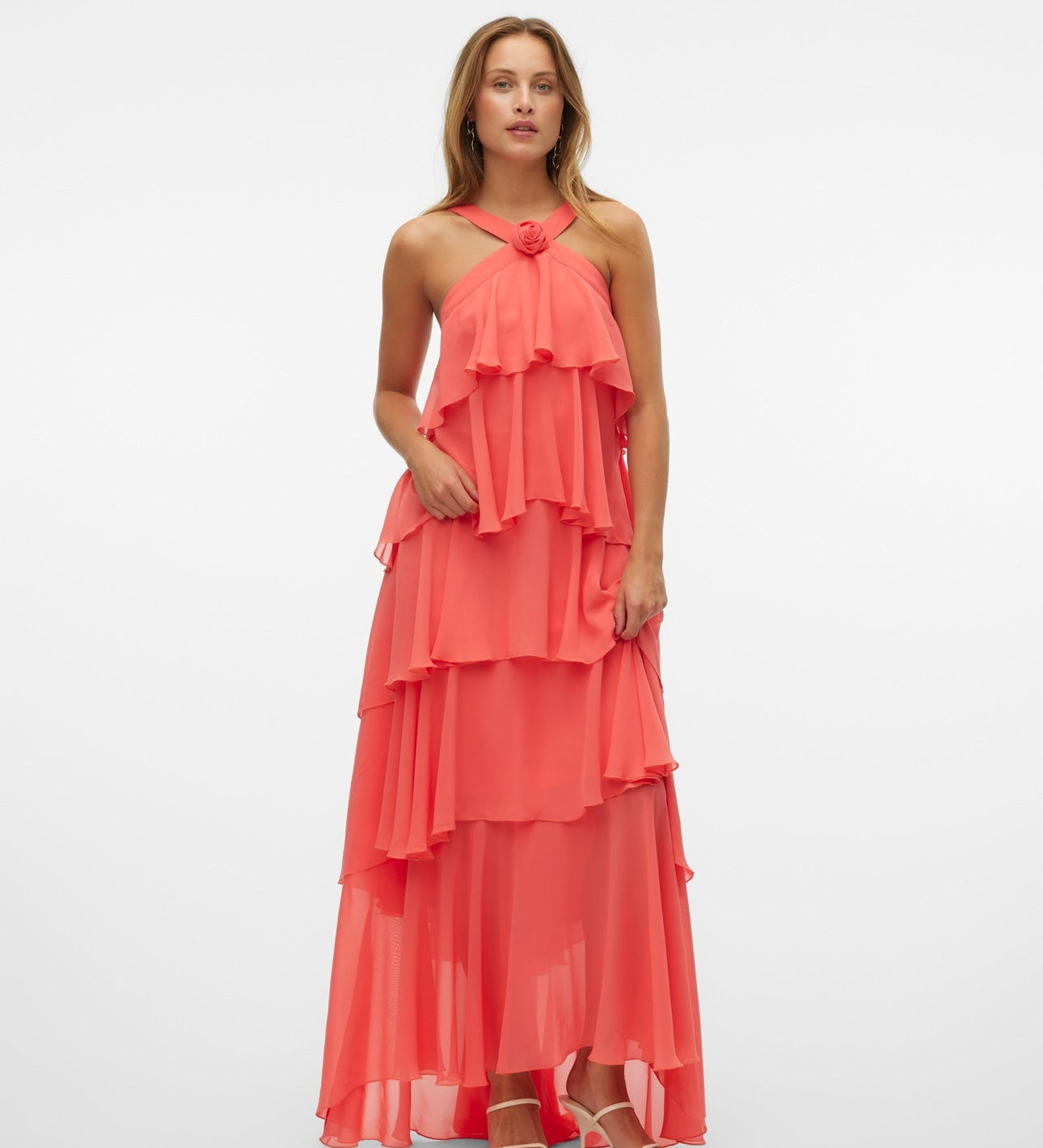 Vera – Rochie Maxi de Damă cu Volane Stratificate Elegantă