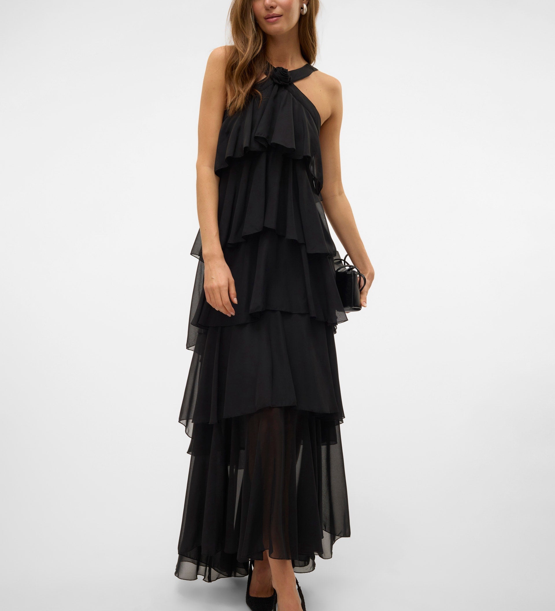 Vera – Rochie Maxi de Damă cu Volane Stratificate Elegantă