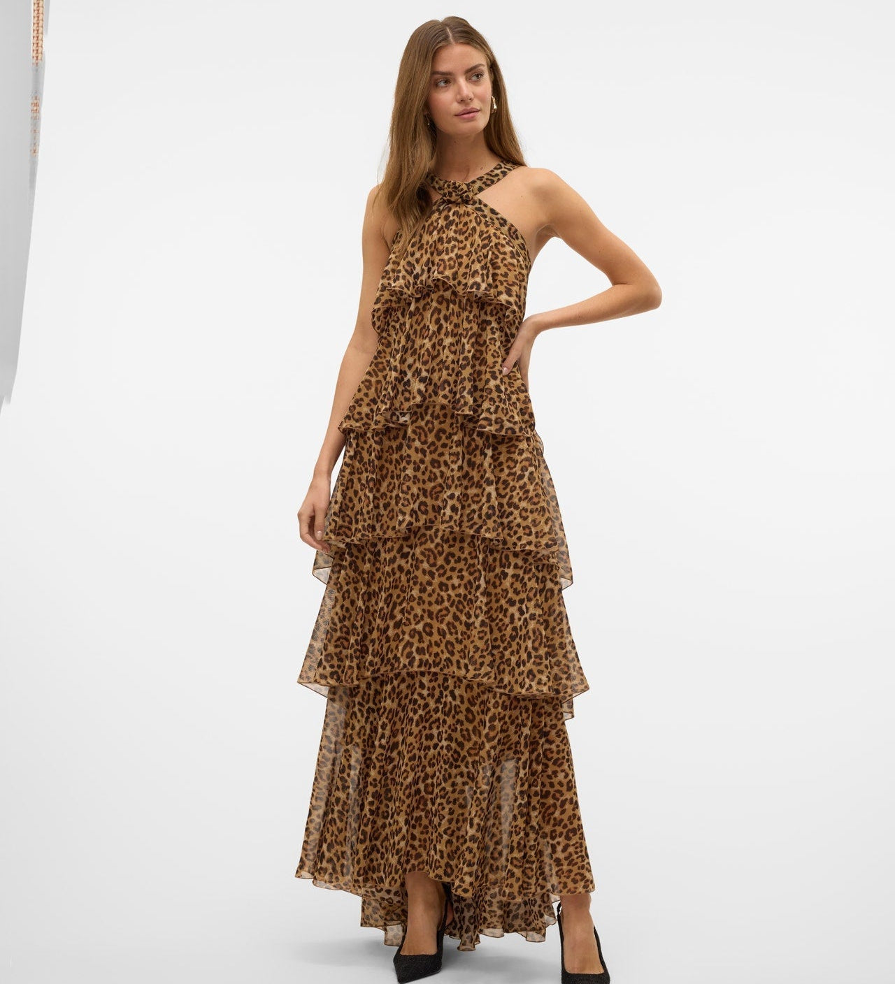 Vera – Rochie Maxi de Damă cu Volane Stratificate Elegantă