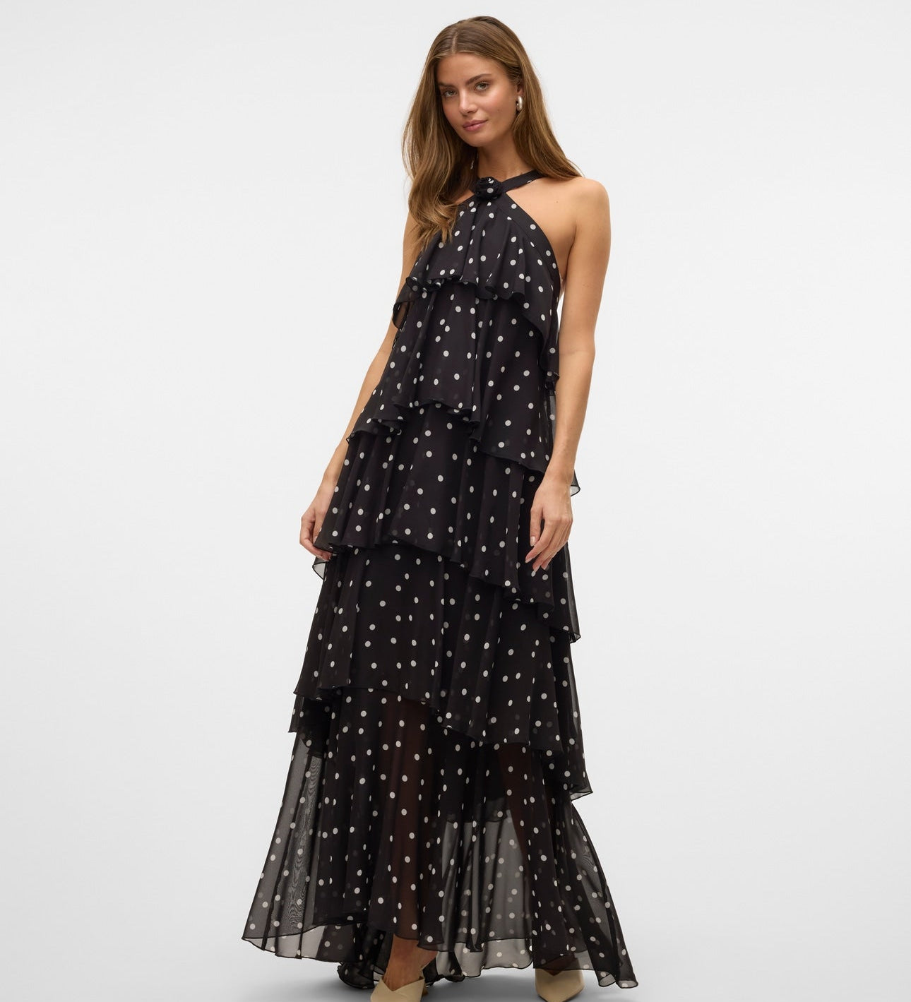 Vera – Rochie Maxi de Damă cu Volane Stratificate Elegantă